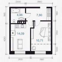 2-к. квартира, 40,7 м², 1/8 эт.