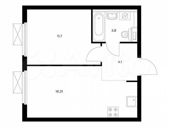 1-к. квартира, 35,9 м², 34/38 эт.