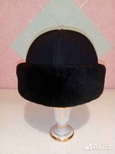 Шапка-скуфья, мутон/овчина, размер 57-59, зимняя