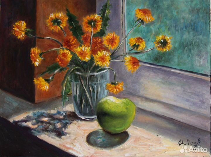 Картина с цветами Маки Ромашки Подсолнухи Сирень