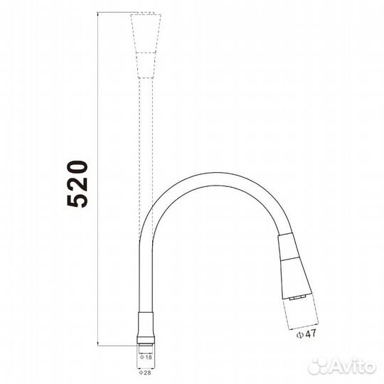 Гибкий излив кухон. смесит. черн. Savol S-MCG01