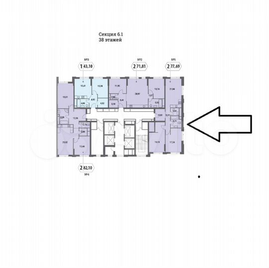 2-к. квартира, 77,7 м², 25/38 эт.
