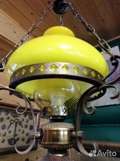 Лампа винтаж цветное стекло керамика