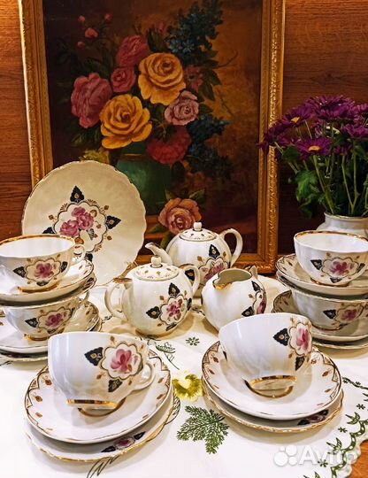 Сервиз фарфор чайный Роза в ромбе лфз