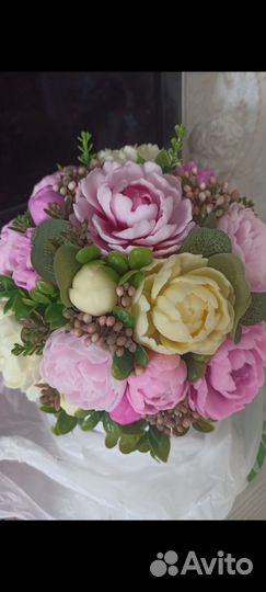 Букет пионов из мыла ручной работы