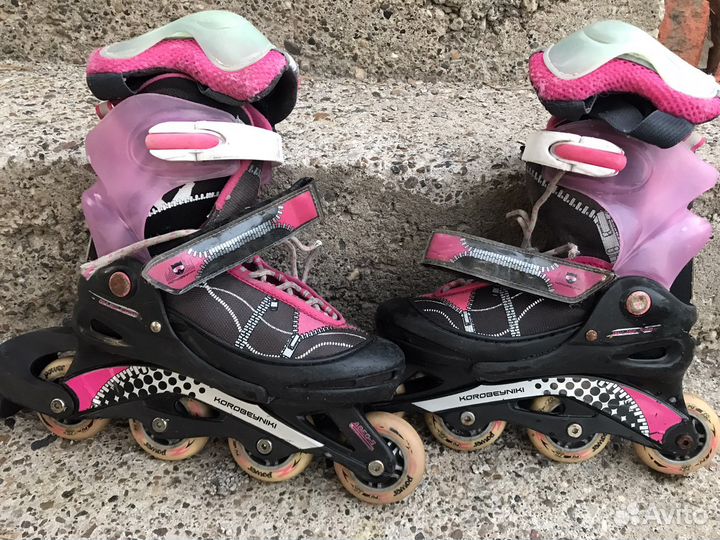 Ролики для девочки с защитой и наколленики