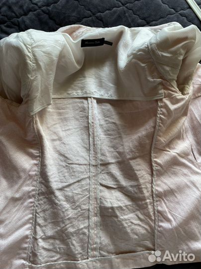 Нежно розовый льняной пиджак, размер S