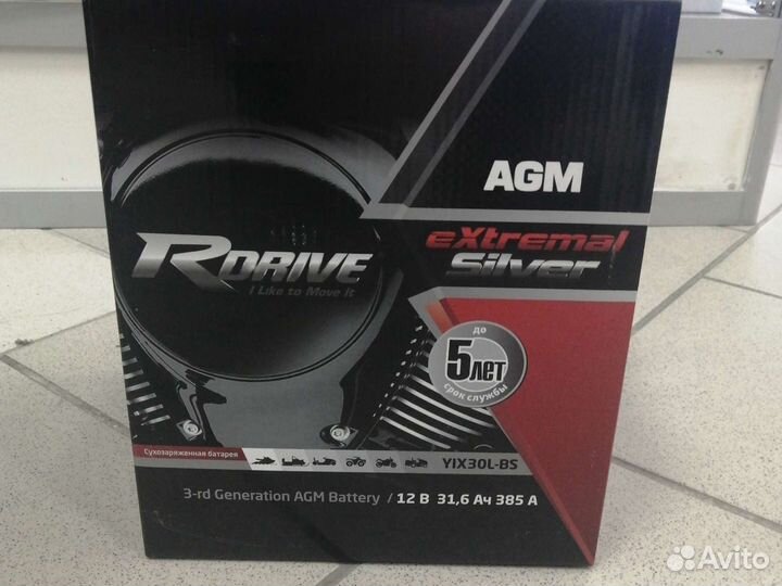 Аккумулятор Rdrive AGM YIX30L-BS