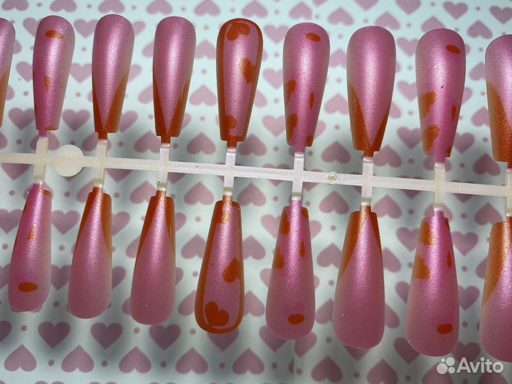 Накладные ногти френч длинные + клеевые полоски