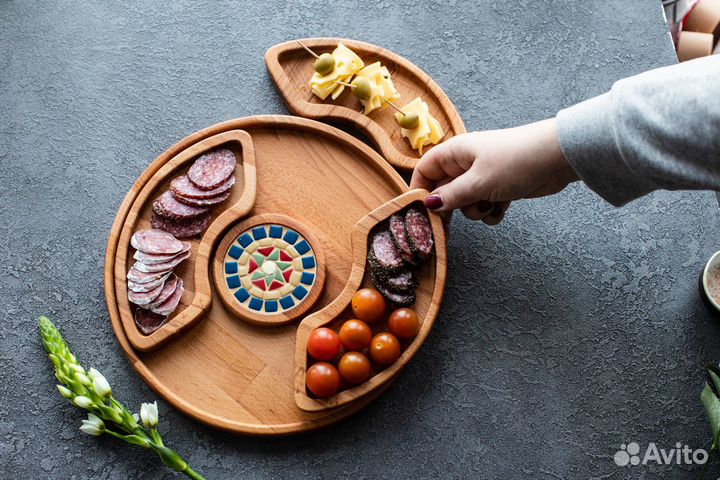 Тарелка из бука новая разборная + мастика