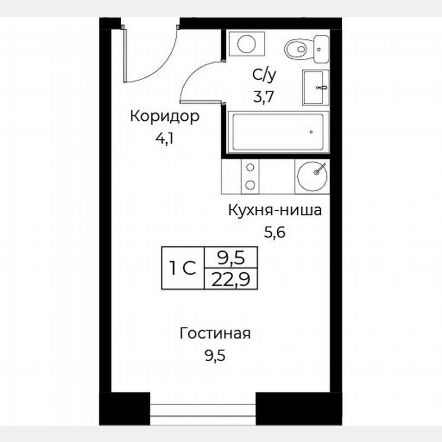 Апартаменты-студия, 22,9 м², 10/30 эт.