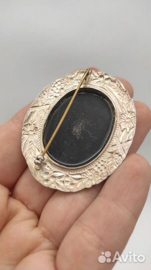 Брошь серебро 925 проба вставка агат нач. XX в