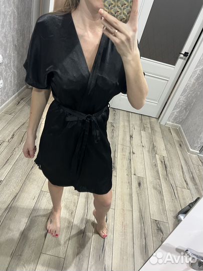 Пенюар черный женский комплект