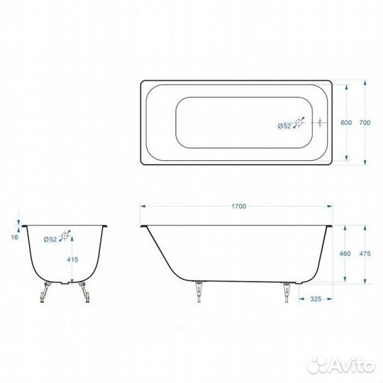 Ванна чугунная Delice Aurora 1700х700 DLR230605