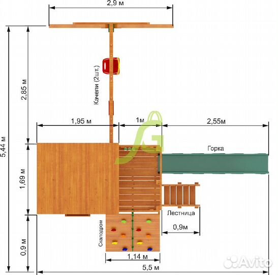 Детский игровой комплекс для дачи с горкой