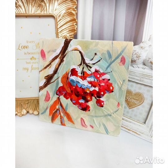 Картина рябина масло холст живопись