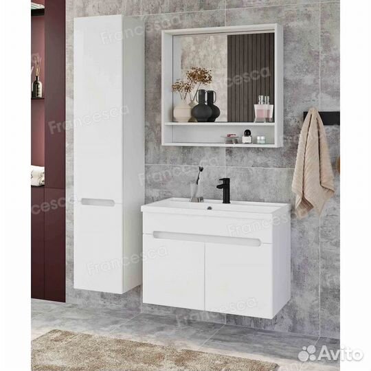 Зеркало Венеция Слим 80 белый матовый