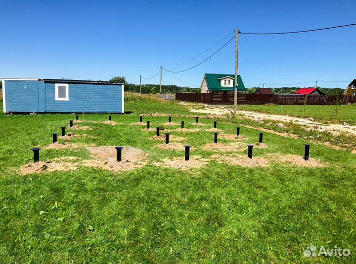 Свайный фундамент, винтовые сваи установка под клю