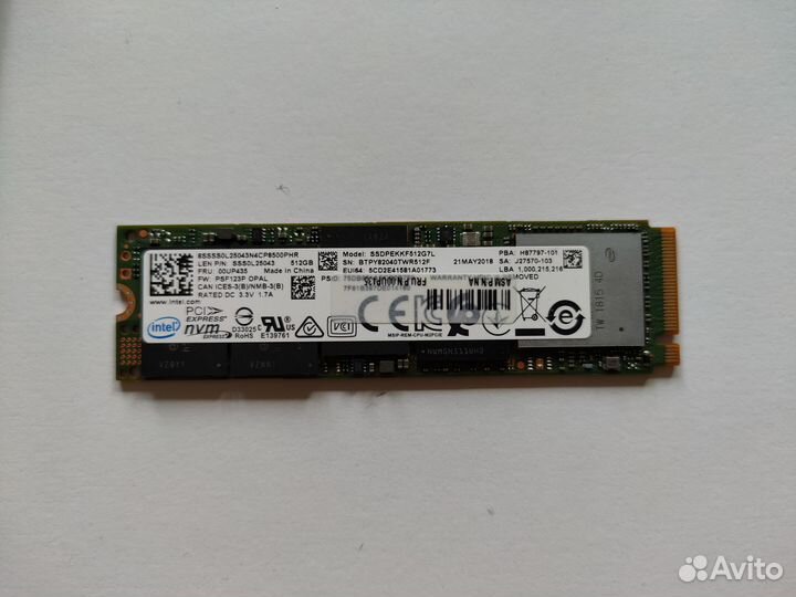 Intel SSD nvme 512 gb