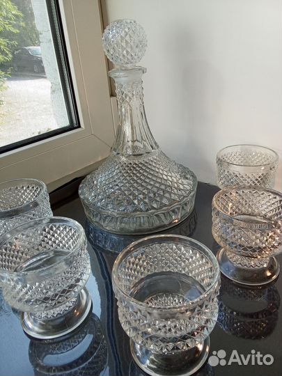 Яхтенный, графин и пять бокалов Чехия