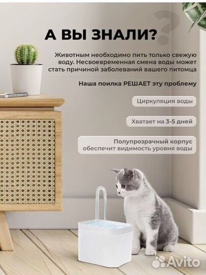 Фонтан поилка для кошек