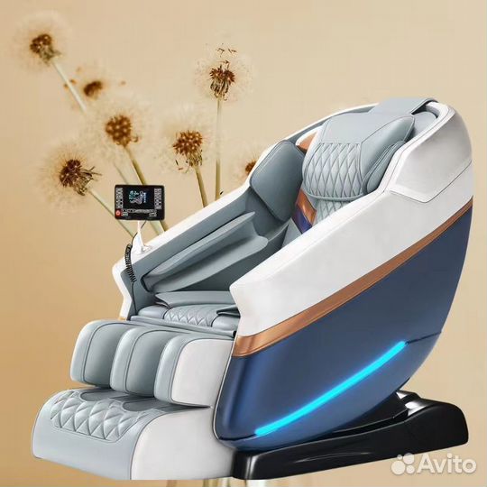 Массажное кресло 4d zero gravity серо-синее