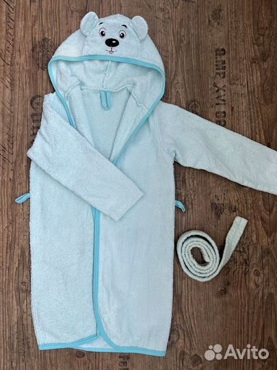 Халат LEO махровый голубой 104-110