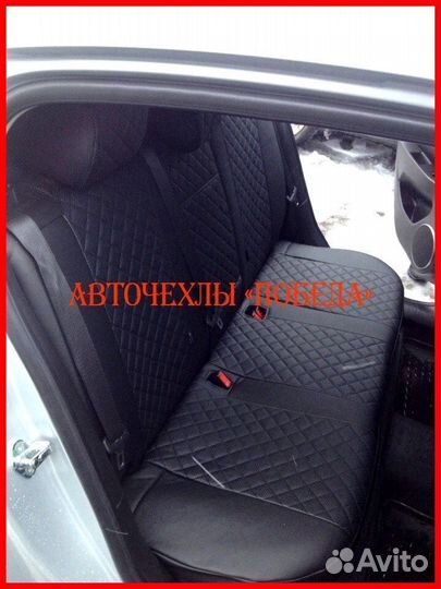 Чехлы Chevrolet Aveo из экокожи чёрные Ромб