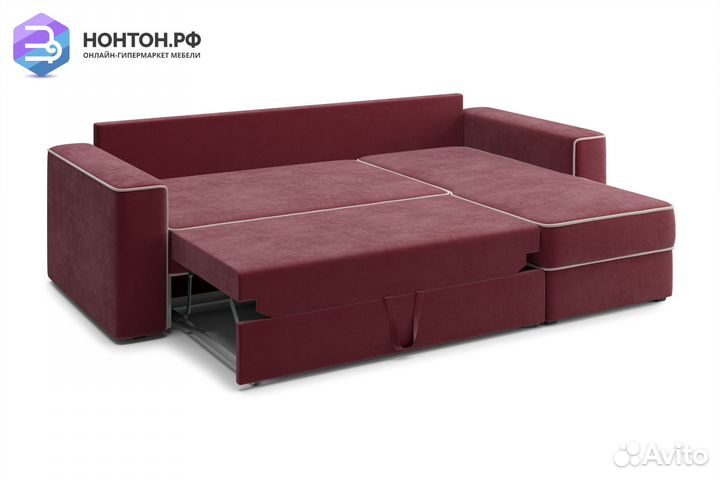Диван угловой дельфин Астон бордовый