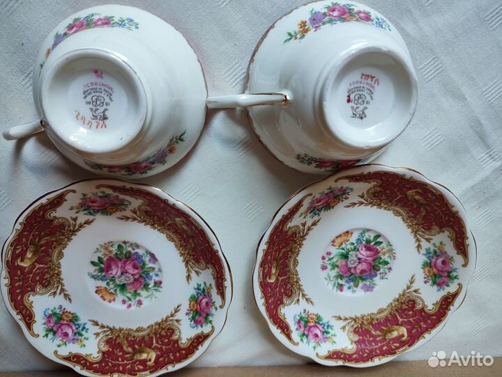 Чайные двойки Англия Minrose фарфор посуда сервиз