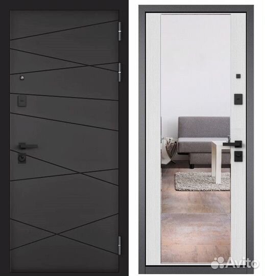 Дверь входная металлическая с зеркалом