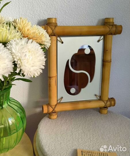 Панно с анаграммой, рамка бамбук