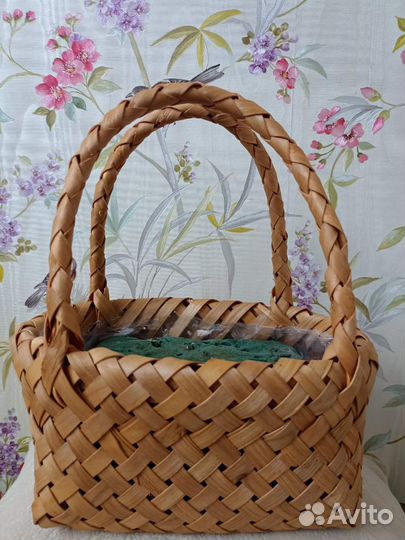 Корзина плетеная д/цветов с флористической губкой
