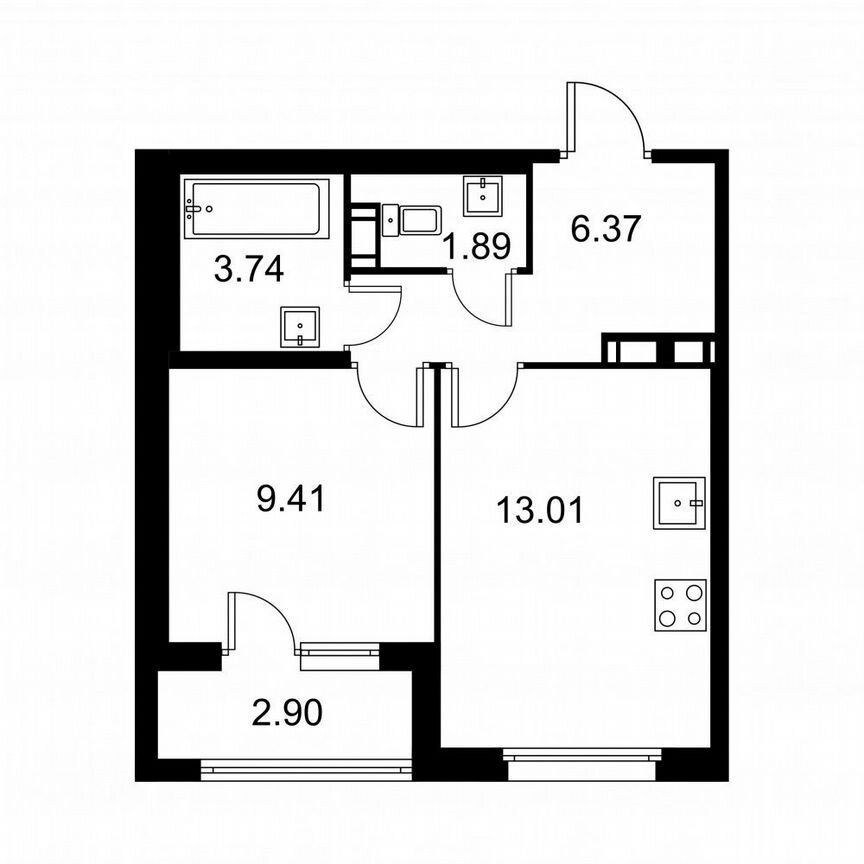 1-к. квартира, 35,9 м², 9/9 эт.
