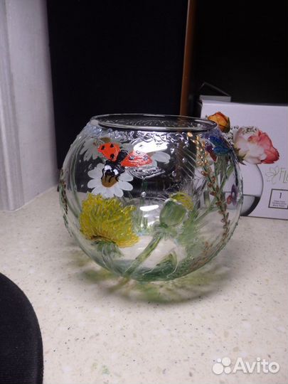 Ваза, подсвечник витражная роспись