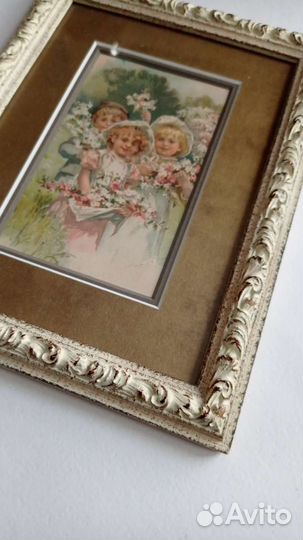Литография в раме с детьми