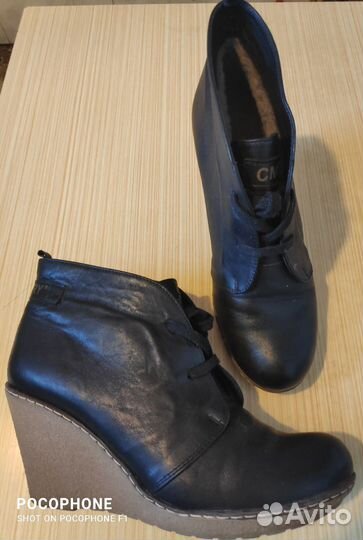 Ботильоны женские зимние натуральная кожа и мех