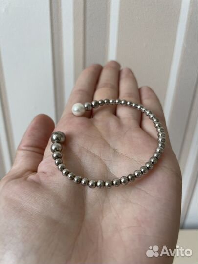 Комплект серьги браслет ягоды жемчуг белое серебро