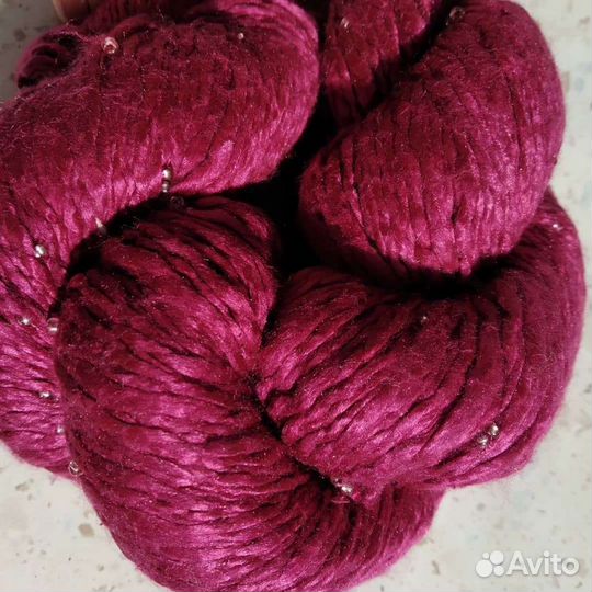 Пряжа шёлк натуральный с бисером цена за 100 гр