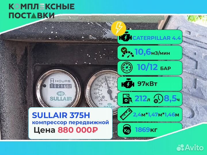 Компрессор Sullair 10,6 куб.м 12бар документы