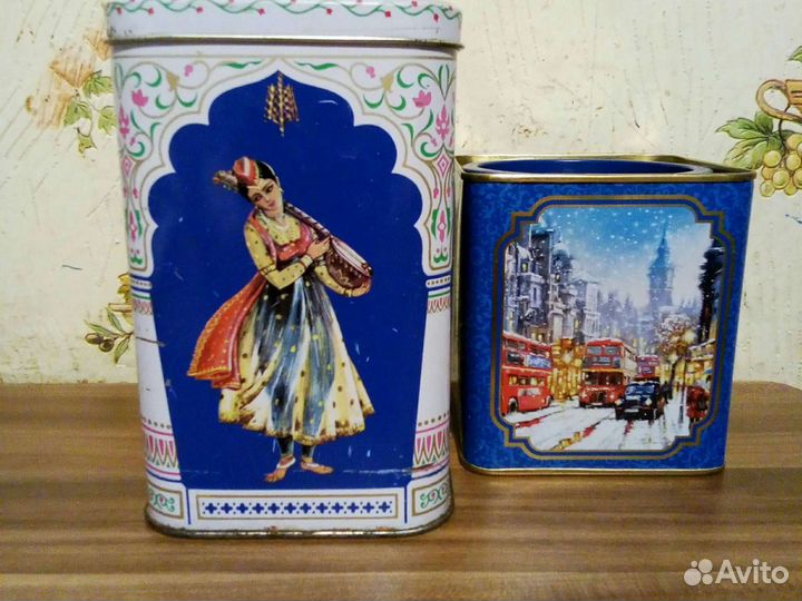 Баночки жестяные из - под чая. Винтаж. Индия