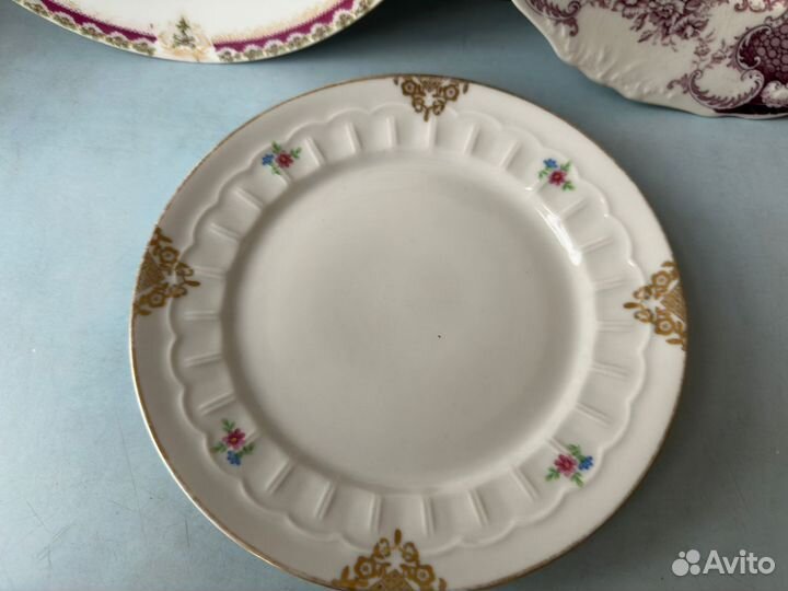 Старинная тарелка и Чайные блюдца СССР