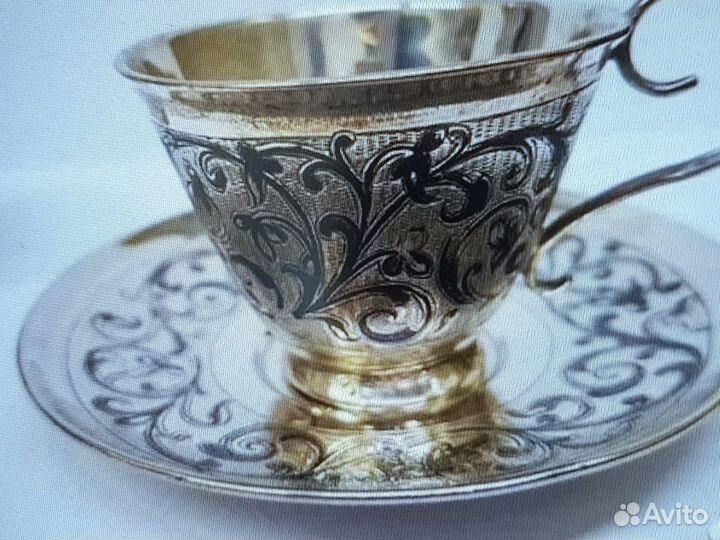 Две кофейные пары,серебро 84 проба