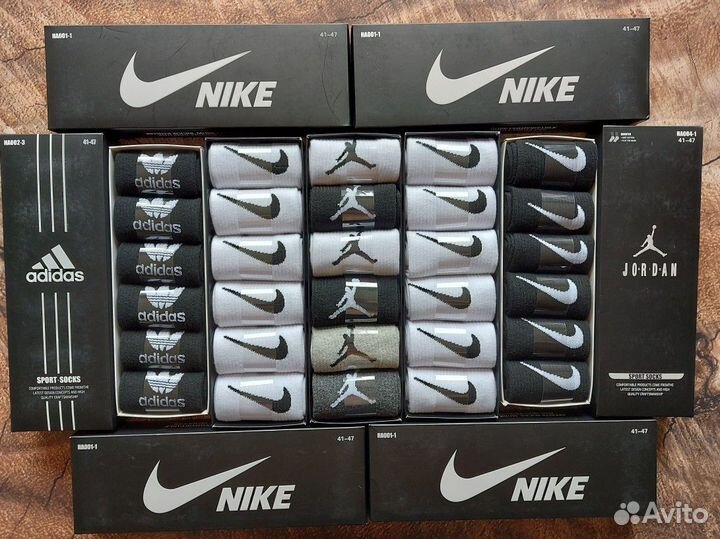 Носки Nike Adidas Jordan белые