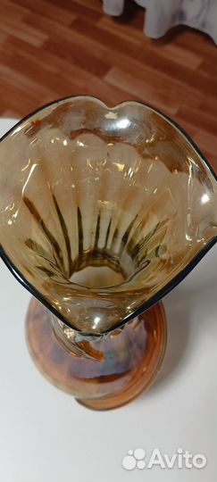 Ваза для цветов цветное чешское стекло СССР