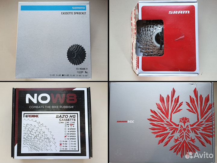 Кассеты 8, 9, 10, 11, 12 скоростей Shimano и sram