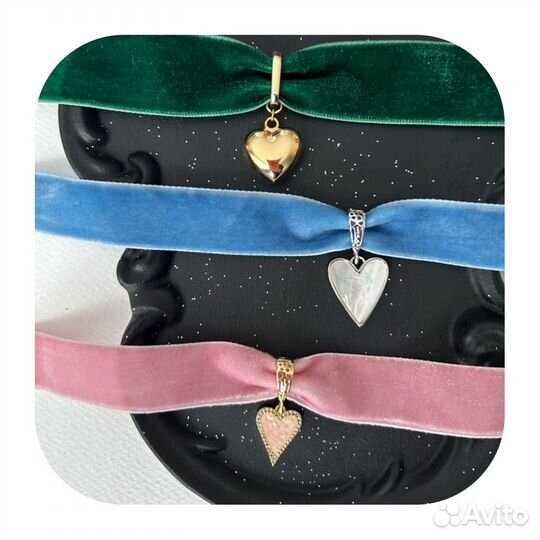 Бархатный чокер с сердцем