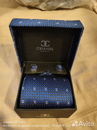 Набор мужской Chanel: галстук, запонки, платок