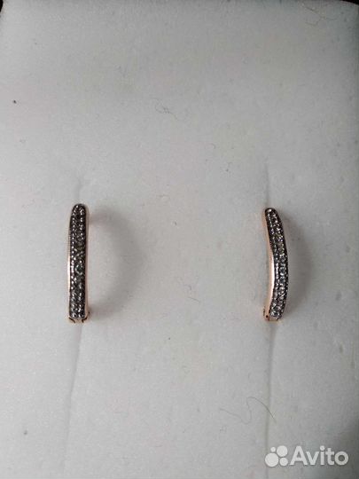 Золотые серьги с фианитами 585 проба