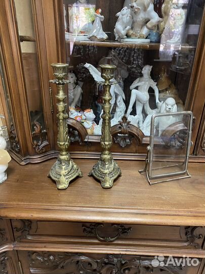 Подсвечники парные старинные бронза